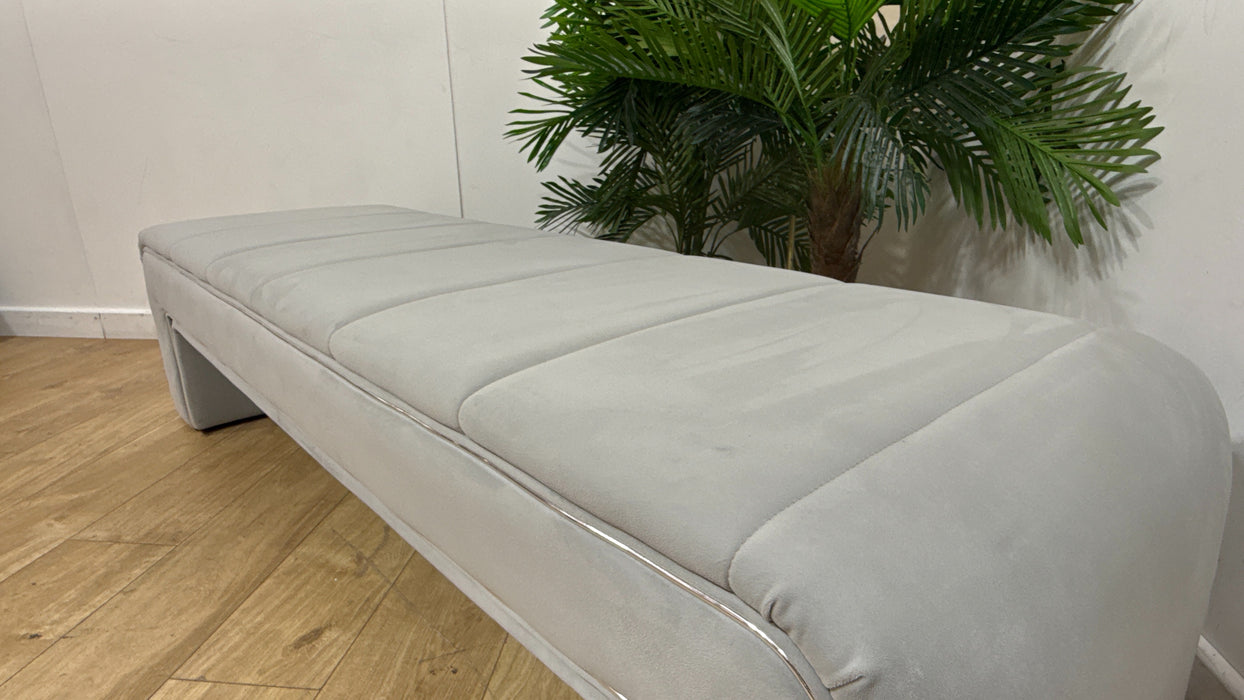 Sofology Oscar Large Bench Fabric Footstool in Matt Velvet Silver All Over