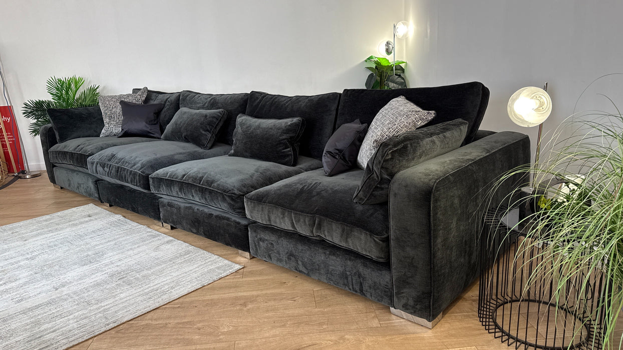 Sofology Cavalli 3 Seater Split Fabric Sofa + 2 x Armless Units  in Deluxe Chenille Slate