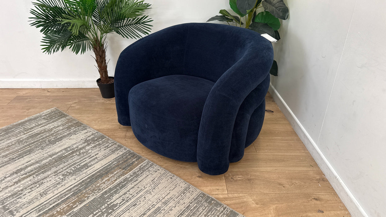 Sofology Dalston Fabric Swivel Chair in Soft Chenille Navy Limited Edition