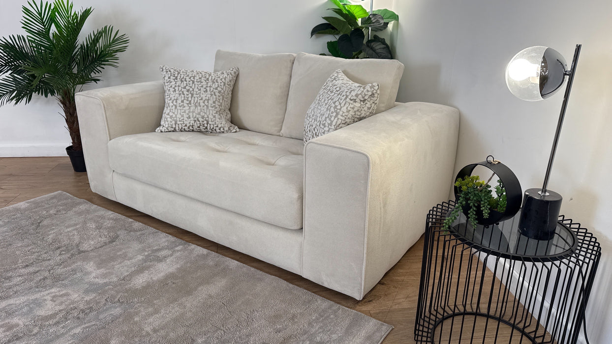 Sofology Ascot Fabric 2 Seater Bench Seat in Soft Sherpa Natural Mix