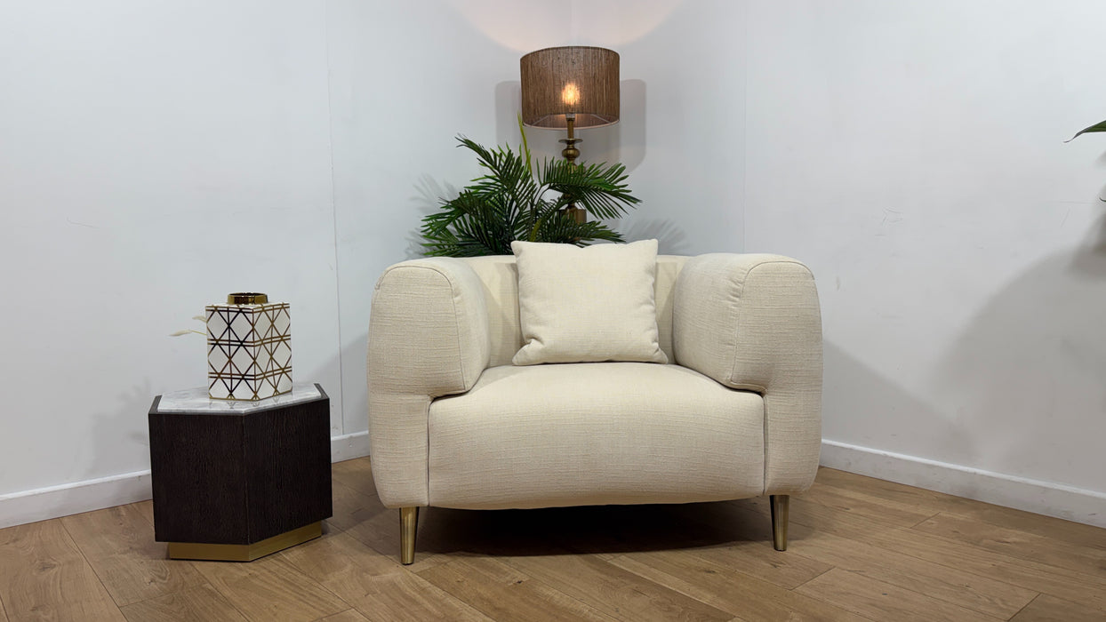 Sofology Nuvole Fabric Chair in Casual Chenille Ivory