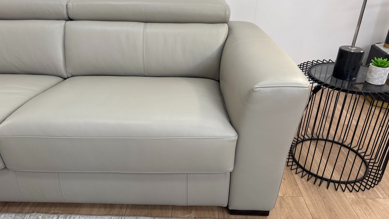 Sorrento 2 corner 3 Single Power Recliner, Sofabed - Leather - Cloud Grey