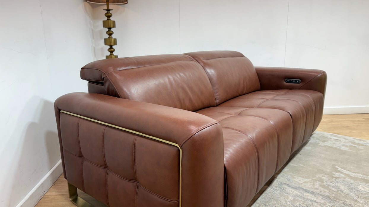 Sofology Marvella Leather 2.5 Seater Power Recliner/Headrest in Trusty Sheen Butterscotch