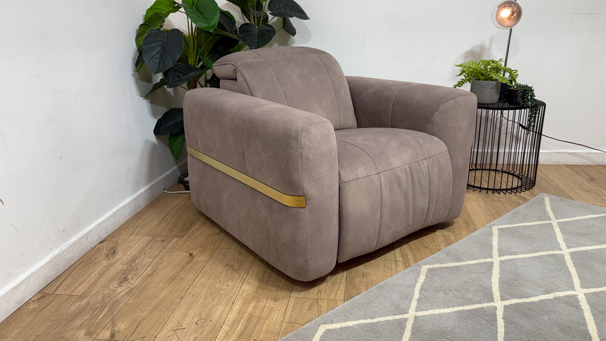 Sofology Lumiere Fabric Chair Power Recliner/Headrest in Lifestyle Flecked Nutmeg