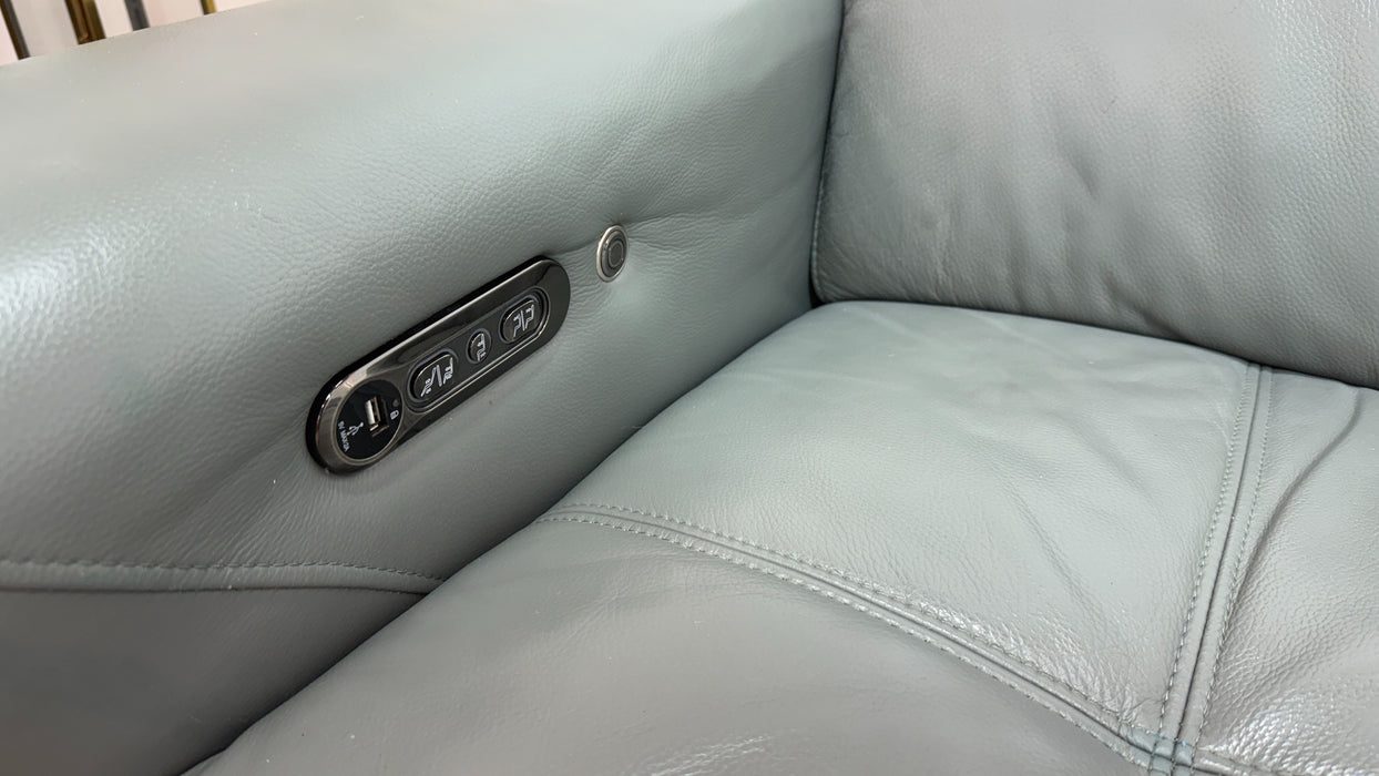Sofology Marvella Leather 3 Corner 1.5 Power Recliner/Headrest Heated Seat in Trusty Sheen Granite Teal