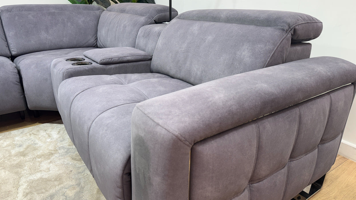 Sofology Marvella Fabric 3 Corner Console 1.5 Power Recliner/Headrest in Lifestyle Flecked Charcoal