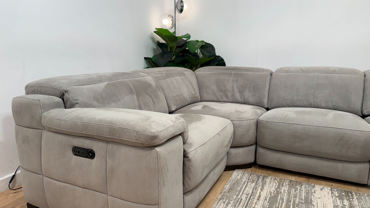 Sofology Laurence Fabric 1 Corner 3 Power Recliner/Headrest in Lifestyle Textured Grey
