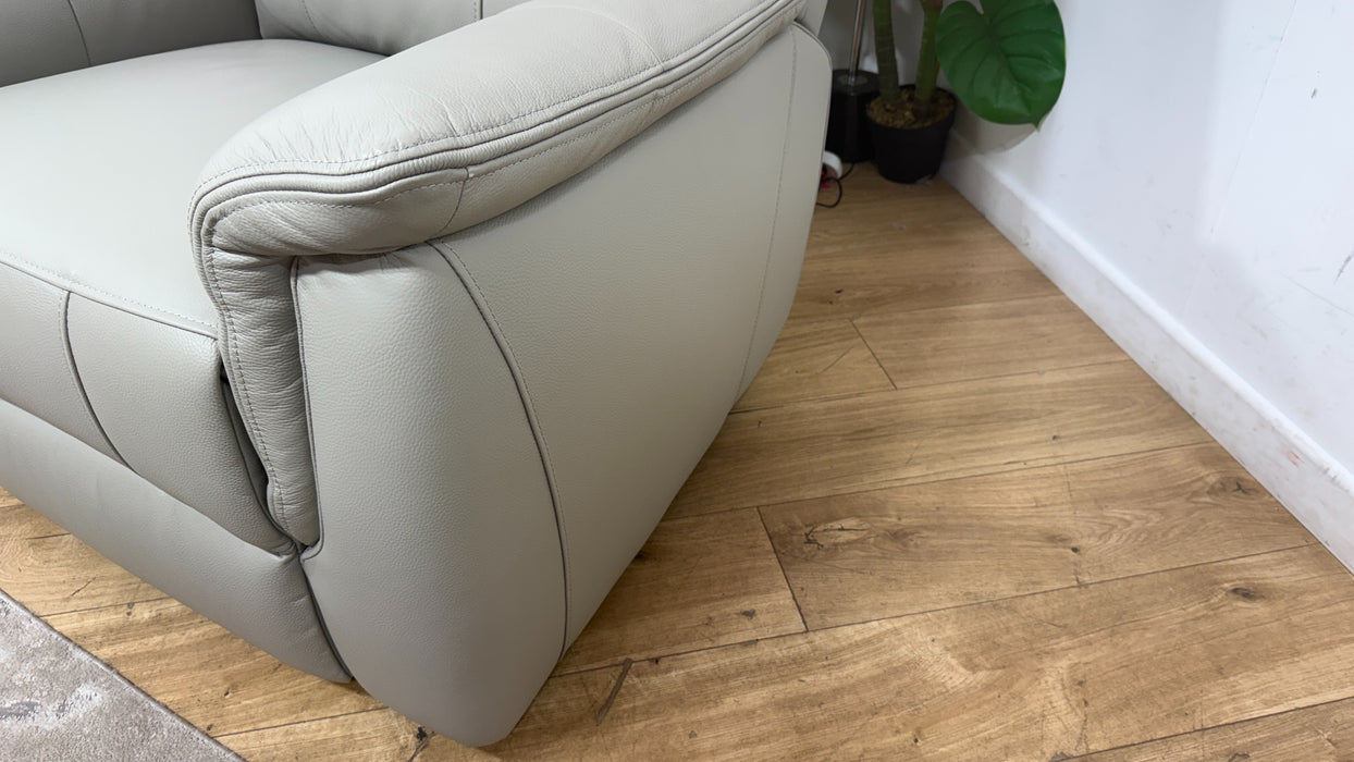 Sofology Bradie Leather Chair Power Recliner/Headrest in Trusty Embossed Light Grey