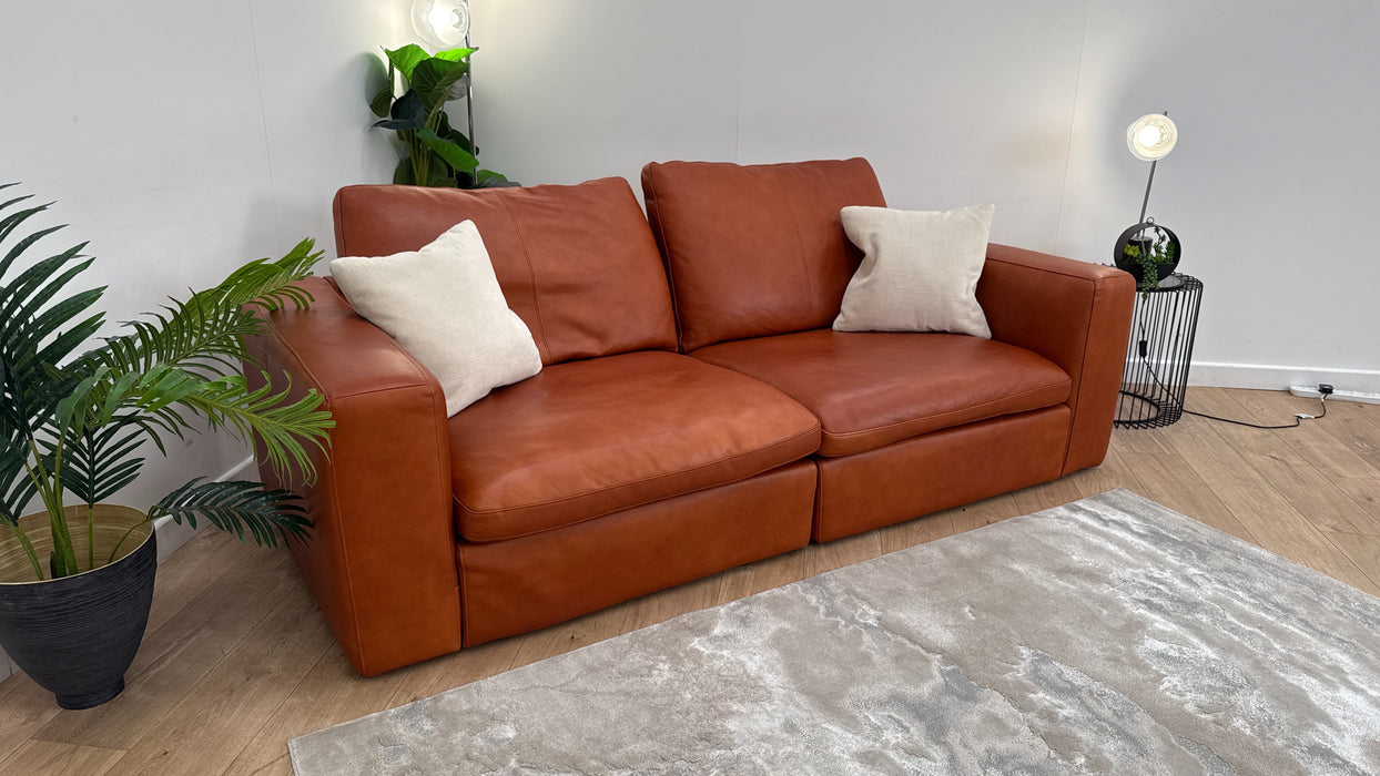 Sofology Retreat Leather 3 Seater in Amber