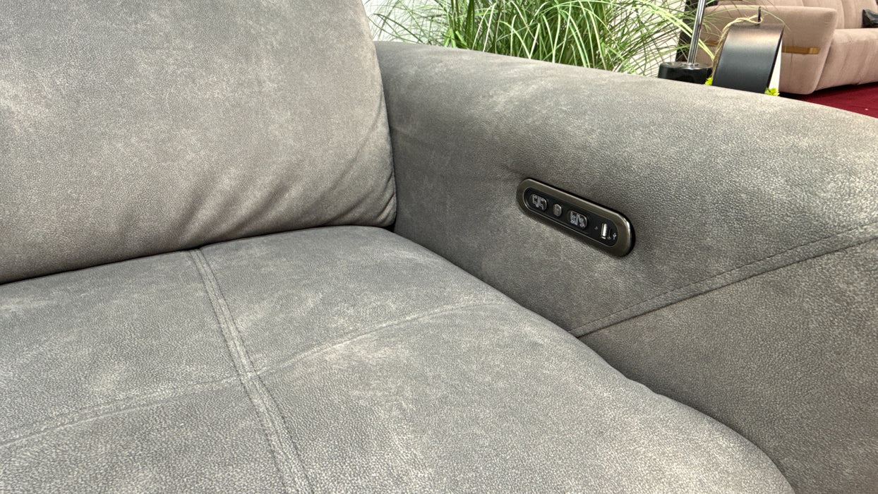 Sofology Marvella Fabric 1.5 Corner 3 Power Recliner/Headrest in Lifestyle Flecked Mocha