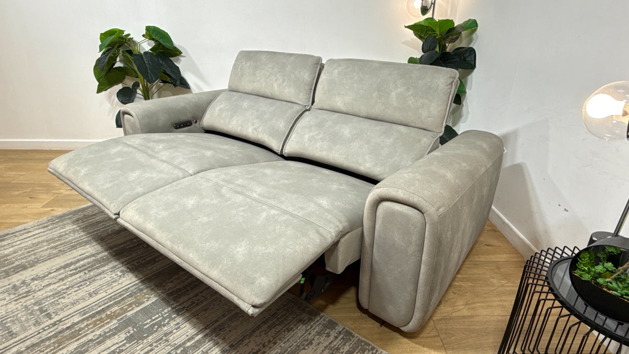 Sofology Premiere Fabric 2.5 Seater Power Recliner/Headrest Heated Seats in Lifestyle Flecked Stone
