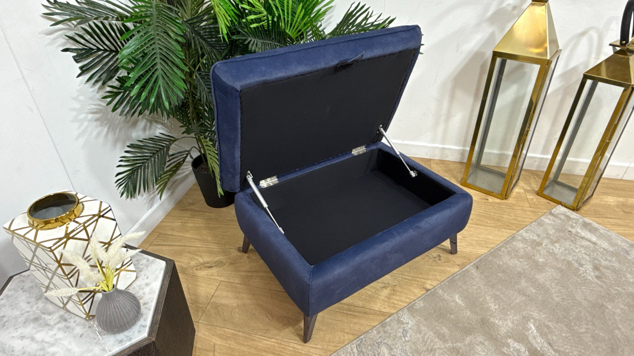 Sofology Bailey Fabric Designer Storage Footstool in Lifestyle Flecked Navy