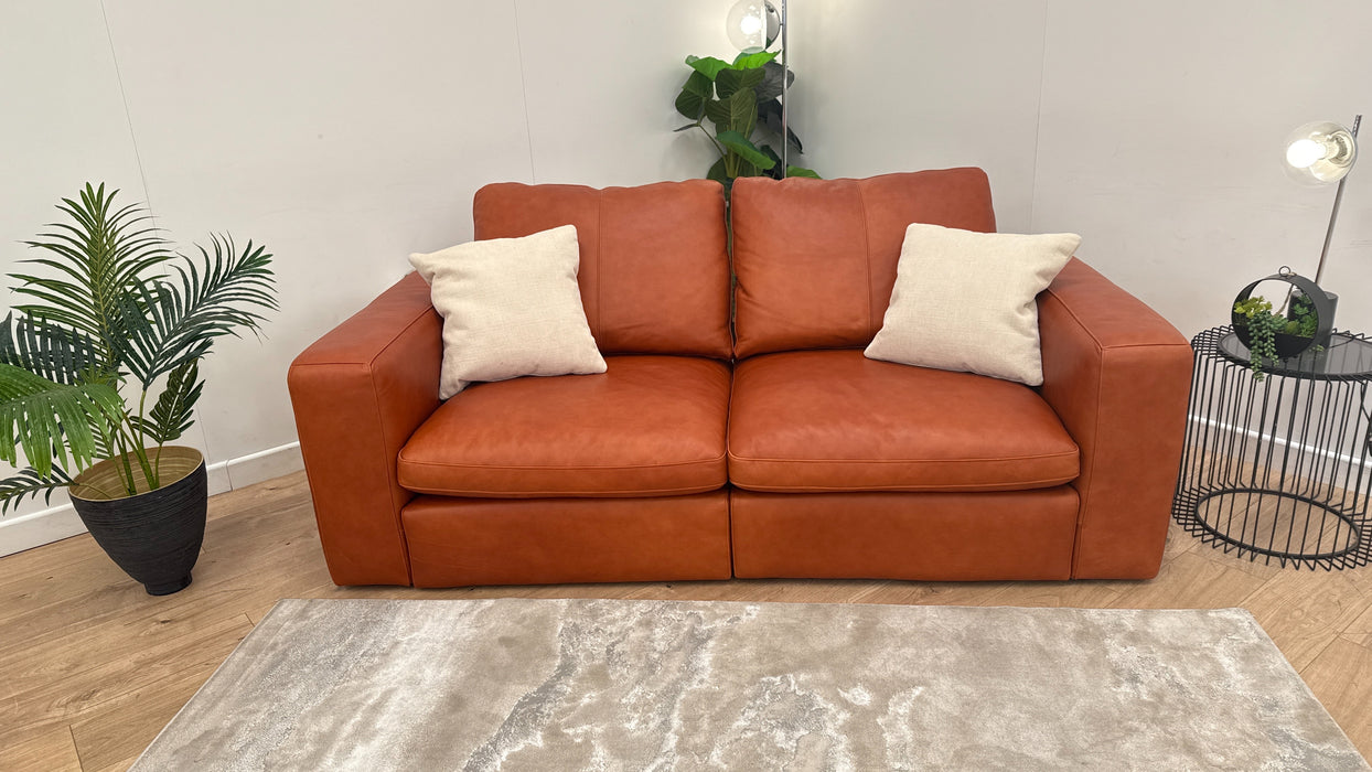 Sofology Retreat Leather 2 Seater in Amber Mix