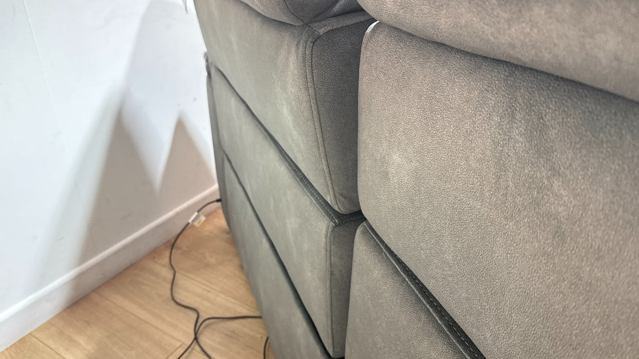 Sofology Hugo Fabric 2.5 Seater Power Recliner/Headrest in Lifestyle Flecked Mineral Green