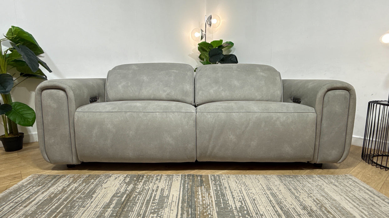 Sofology Premiere Fabric 2.5 Seater Power Recliner/Headrest Heated Seats in Lifestyle Flecked Stone