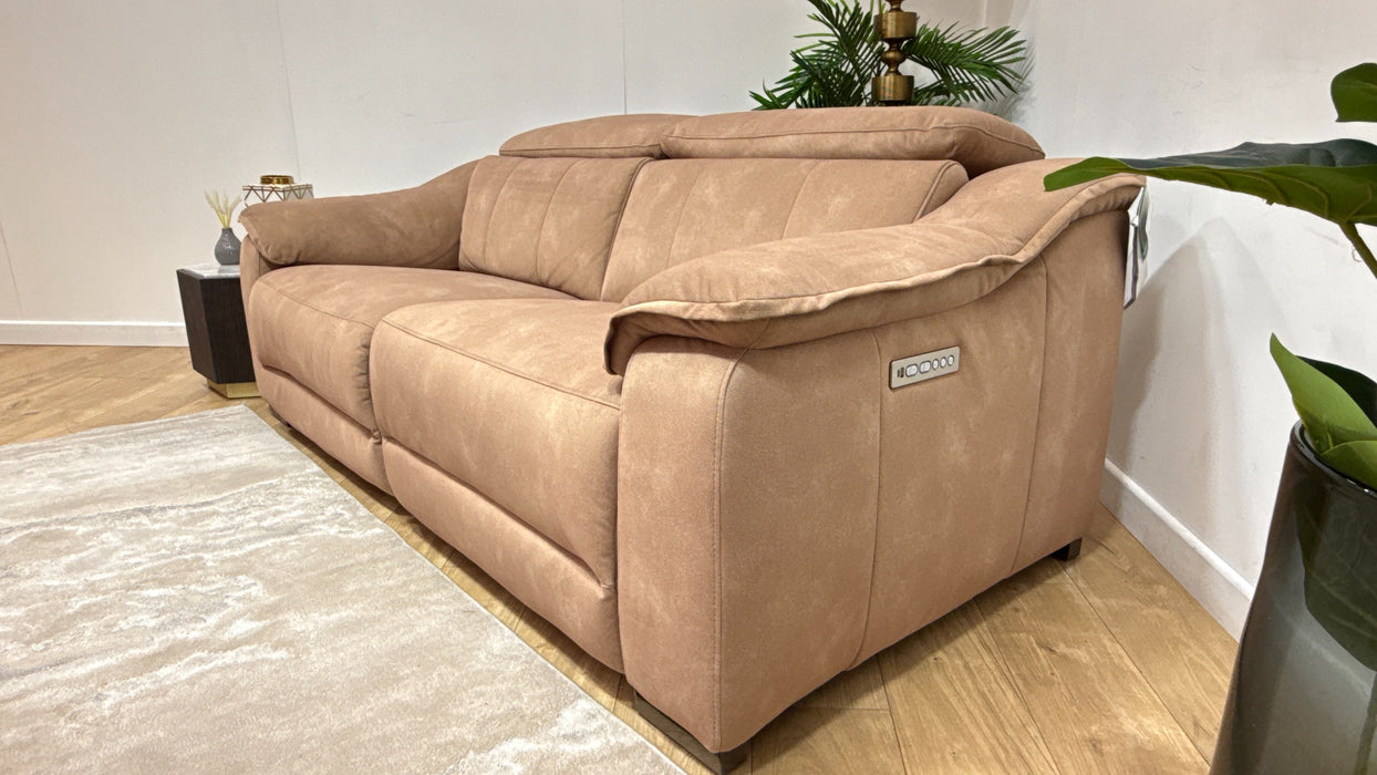 Sofology Carrera Fabric 2.5 Seater Power Recliner/Headrest in Lifestyle Flecked Sand