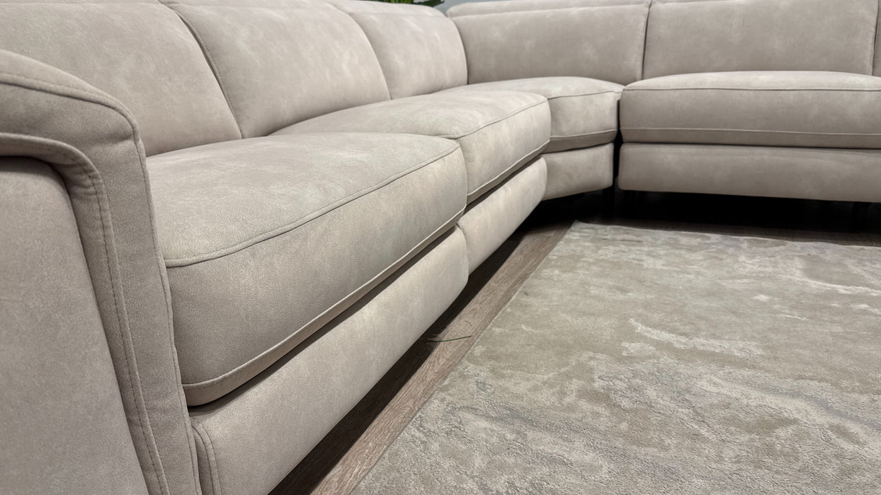 Sofology Ezra Fabric 3 Corner 3 Power Recliner/Headrest Heated Seats in Lifestyle Flecked Ivory