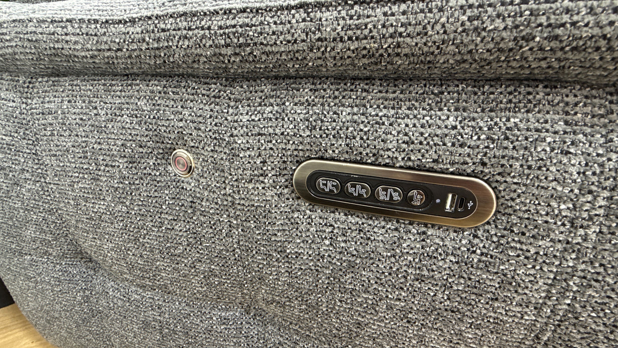 Sofology Ripley Fabric Chair Power Recliner/Headrest Heated Seat Lumbar Support in Woven Textured Charcoal