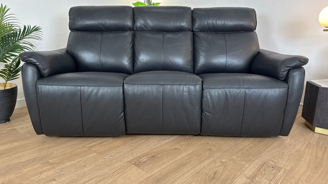 Parker 3 Seater - Leather Power Reclining Sofa - Jet Black