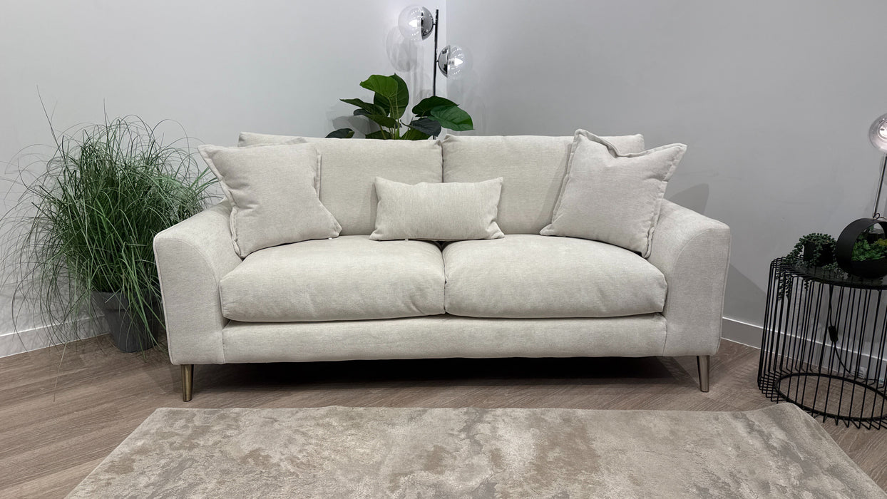 Sofology Mayfair Fabric 3 Seater Feather Flex Seats in Linen Look Chenille Mist
