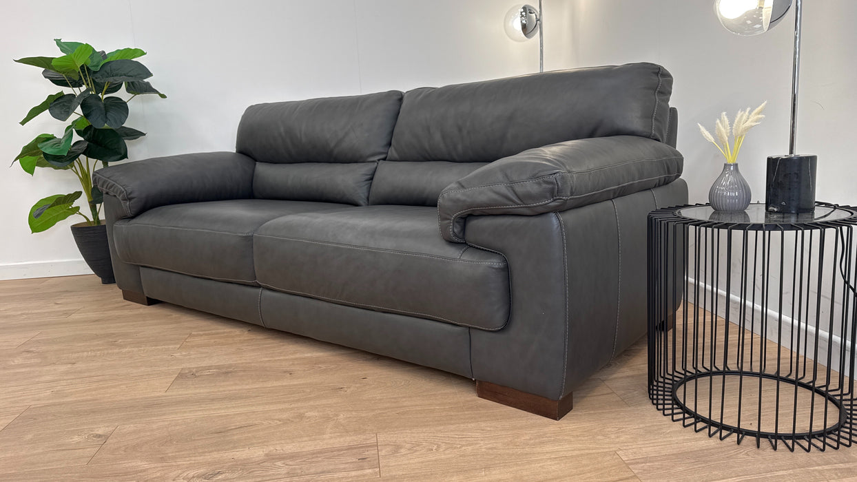 Santino 3 - Leather Sofa - Caruso Slate