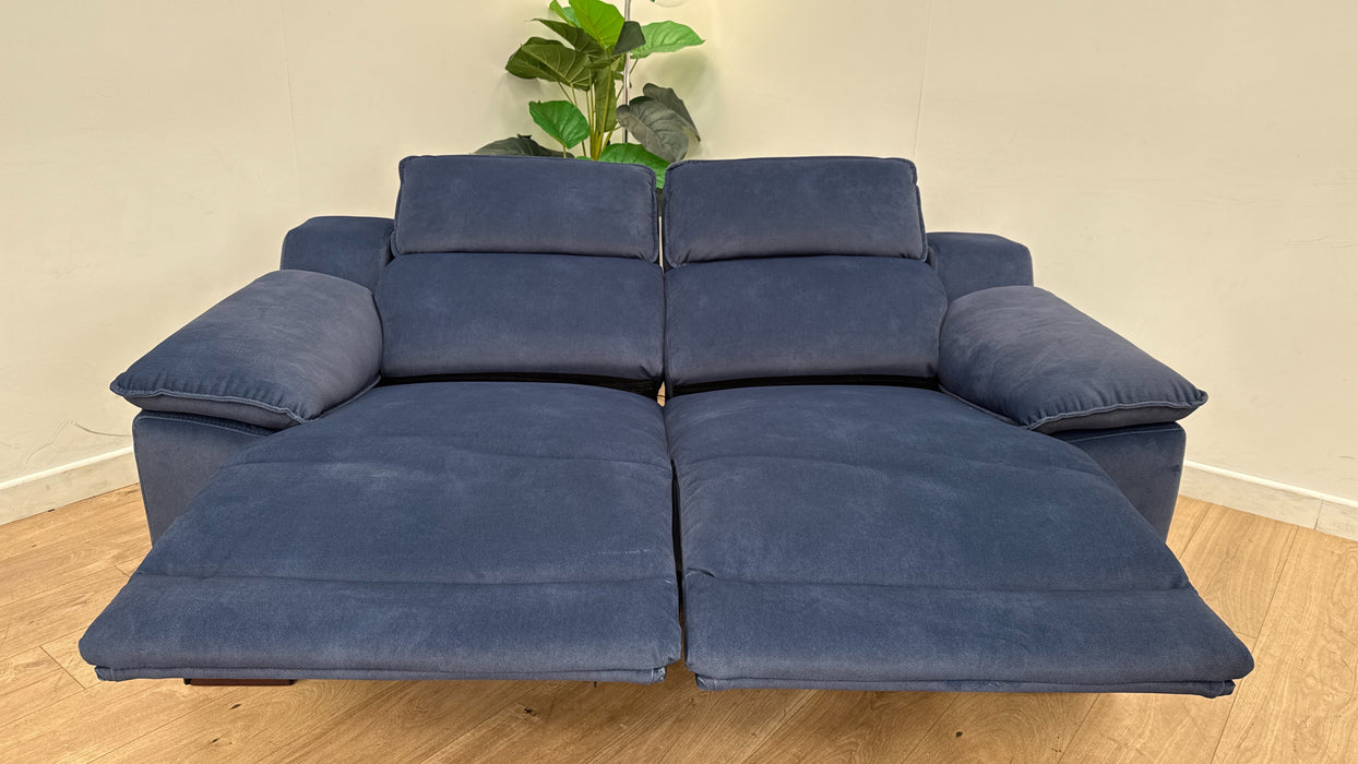 Sofology Benz Fabric 2 Seater Power Headrest/Recliner Heated Seat in Lifestyle Flecked Navy