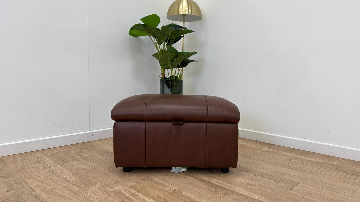 Sofology Lumiere Leather Designer Storage Footstool in Trusty Embossed Leather Chestnut
