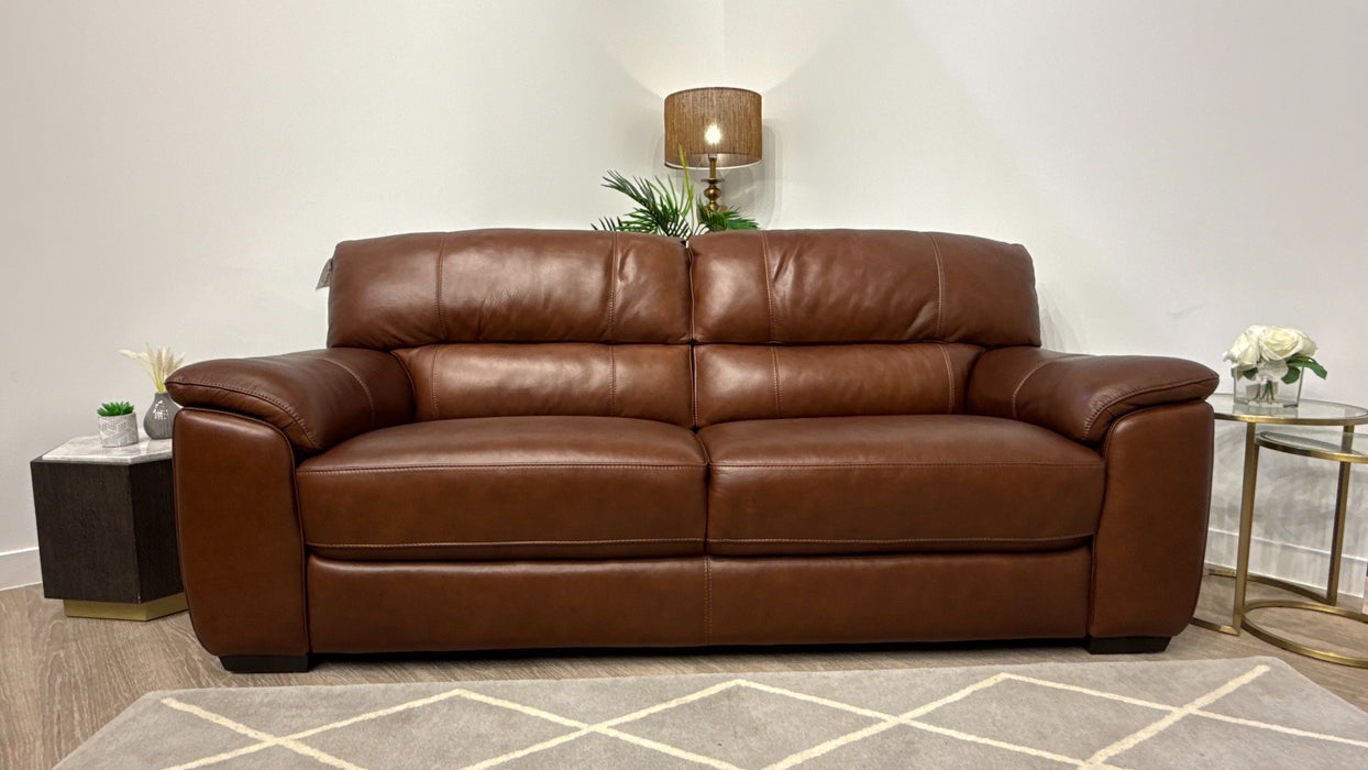 Sofology Santina Leather 3 Seater in Relaxed Soft Brown