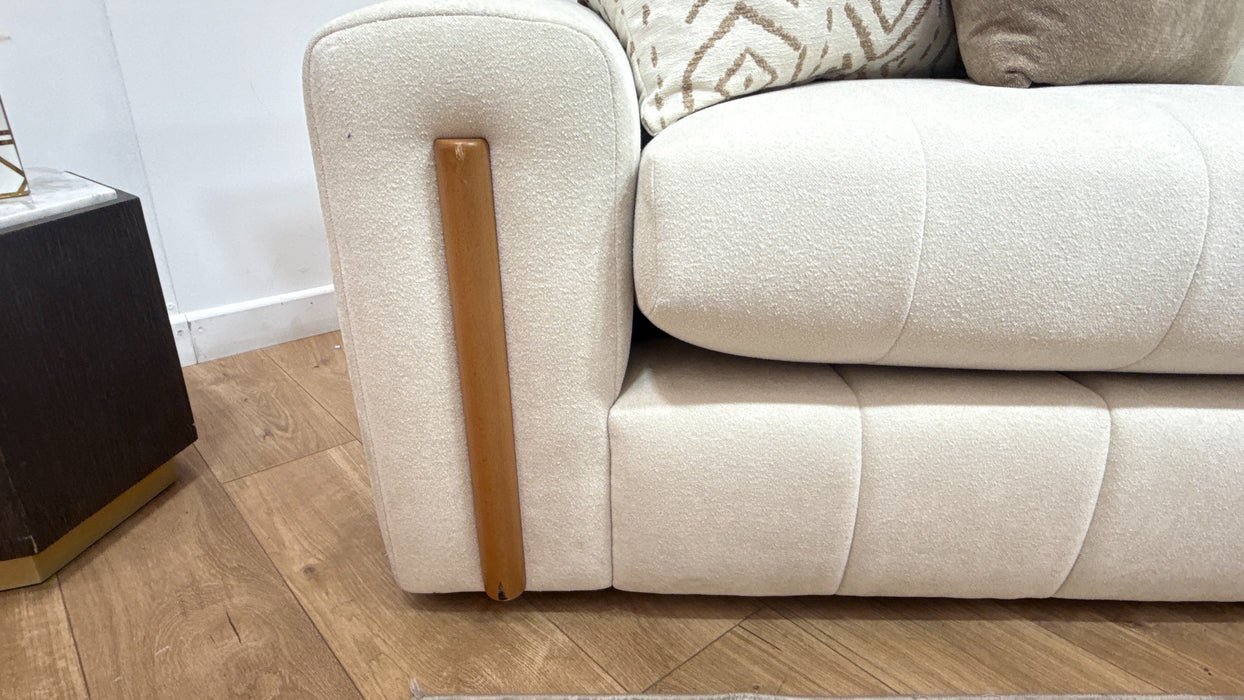 Sofology Soho Fabric 4 Seater Light Wood Trim in Micro Boucle Natural/Natural Mix