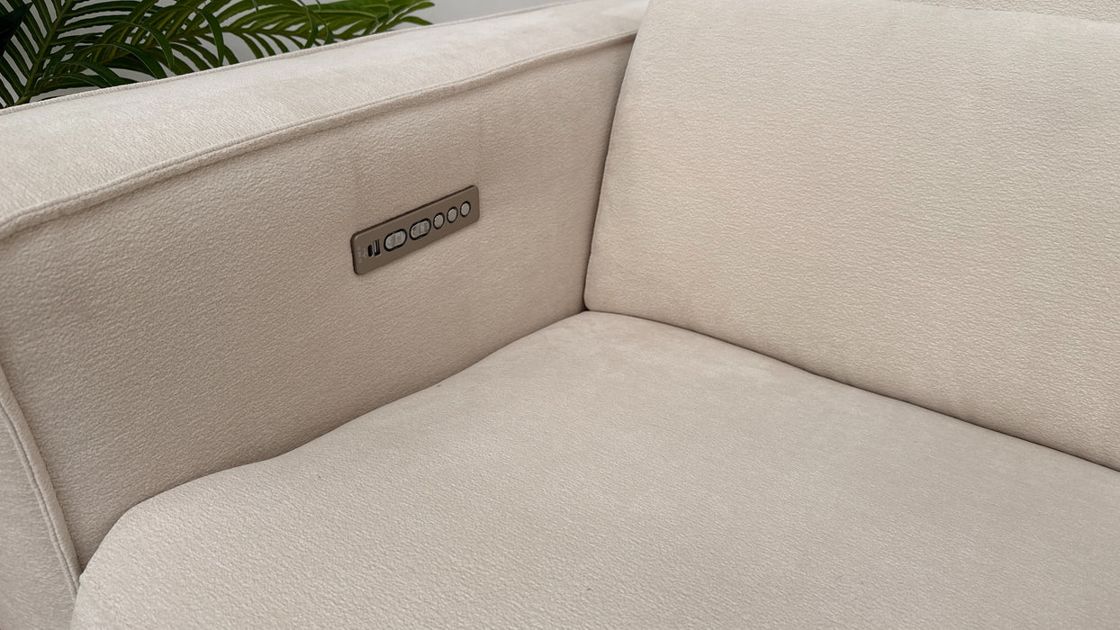 Sofology The Horizon Fabric 2.5 Seater Power Recliner/Headrest in Textured Chenille Oyster