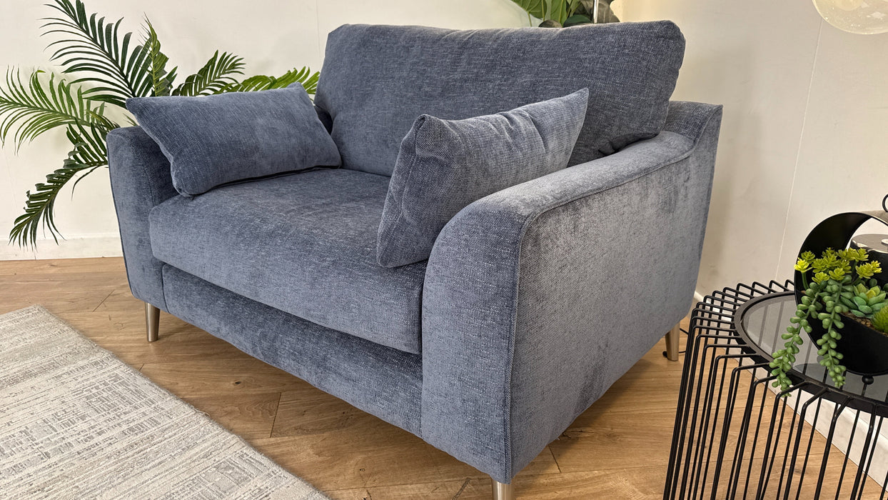 Sofology The Mayfair Fabric Chair in Linen Look Chenille Ocean Blue