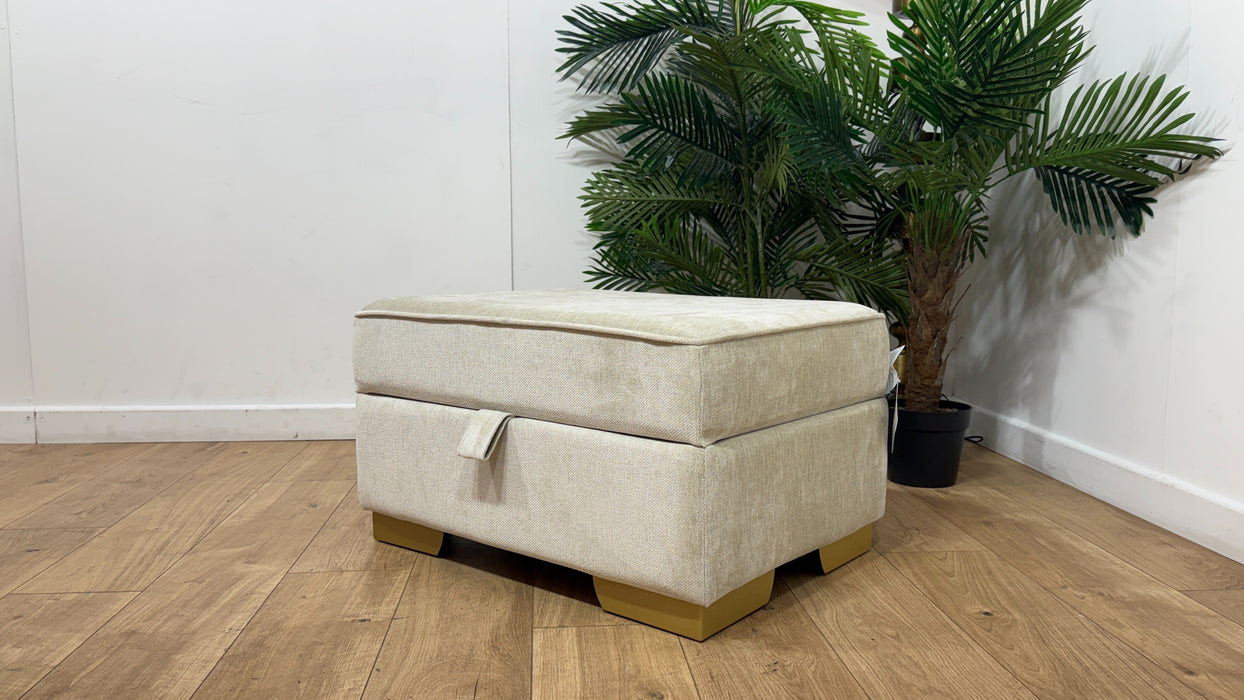 Sofology Valentina Fabric Storage Footstool in Luxury Deep Pile Chenille Stone