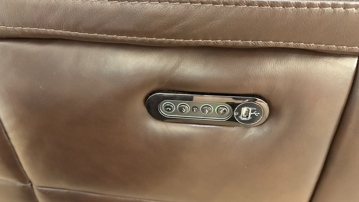 Sofology Laurence Leather 1 Corner 3 Power Recliner/Headrest in Metz Dark Brown