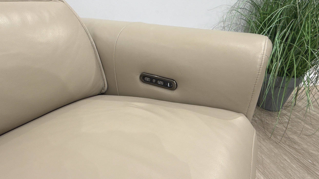 Sofology Premiere Leather 2.5 Seater Smart Console Power Recliner/Headrest in Trusty Embossed Stone