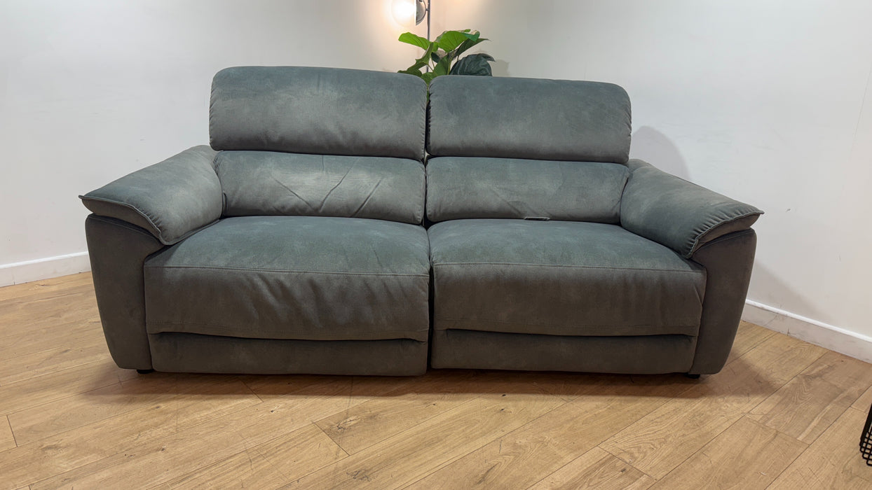 Sofology Hugo Fabric 2.5 Seater Power Recliner/Headrest in Lifestyle Flecked Mineral Green