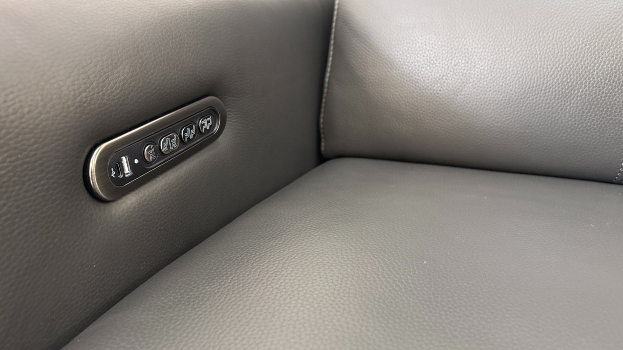 Sofology The Ravello Leather 1 Corner 2 Power Recliner/Headrest Lumbar Support in Trusty Embossed Charcoal