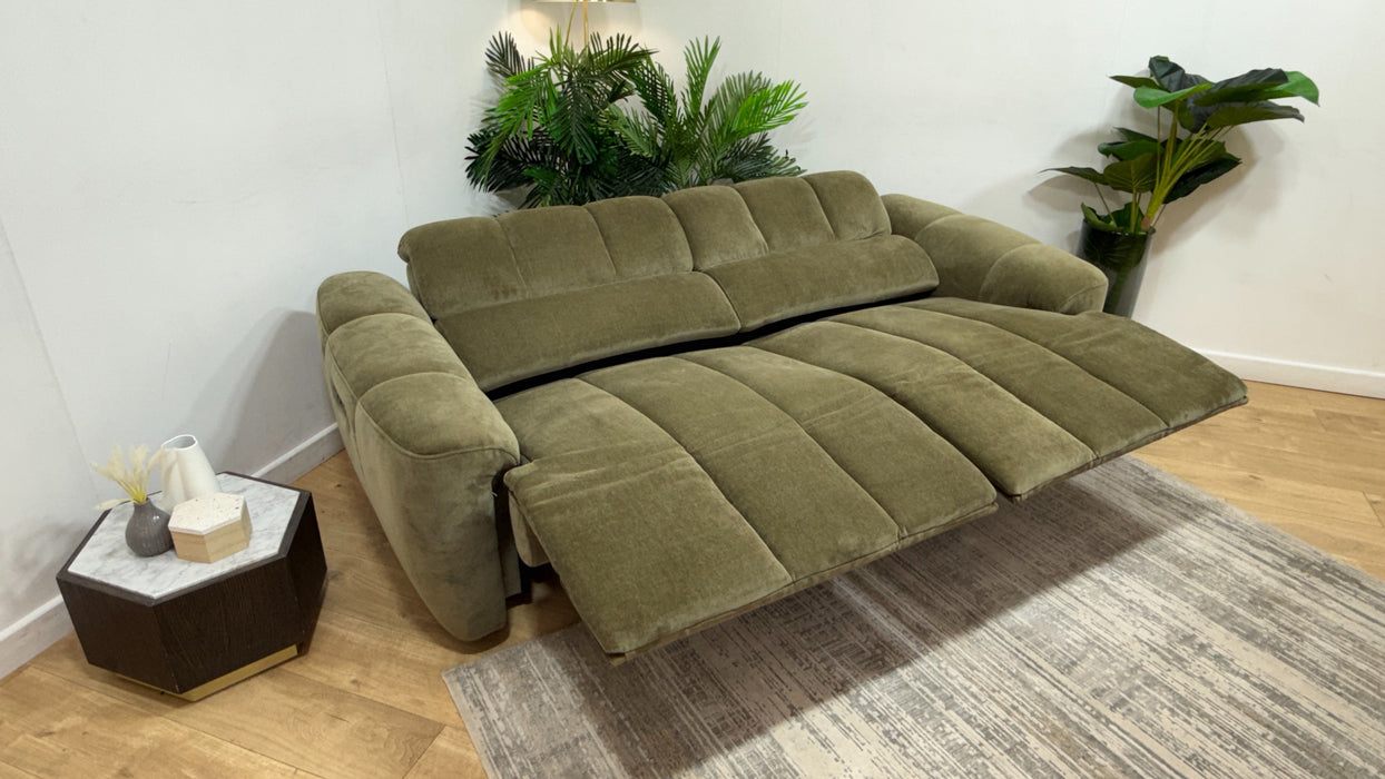 Sofology Nobu Fabric 2.5 Seater Power Recliner in Relaxed Chenille Olive Green
