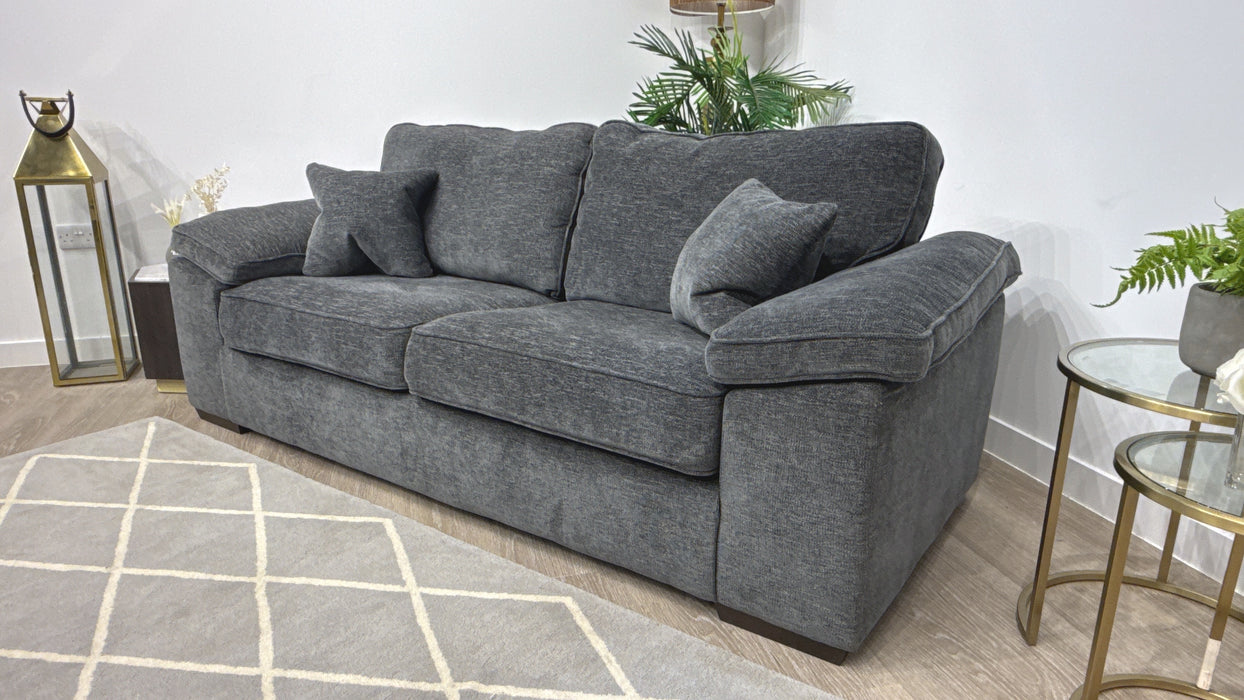 Sofology Brixton Fabric 3 Seater in Linen Look Chenille Charcoal