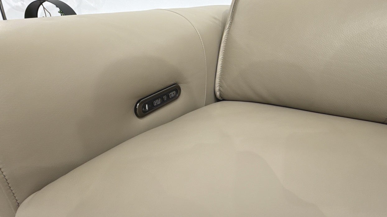 Sofology Premiere Leather 2.5 Seater Smart Console Power Recliner/Headrest in Trusty Embossed Stone
