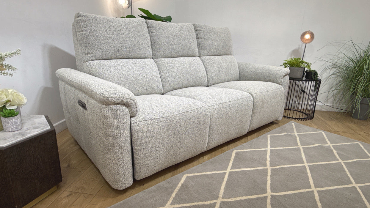 Sofology Ripley Fabric 3 Seater Power Recliner/Headrest Lumbar Support in Woven Textured Monochrome