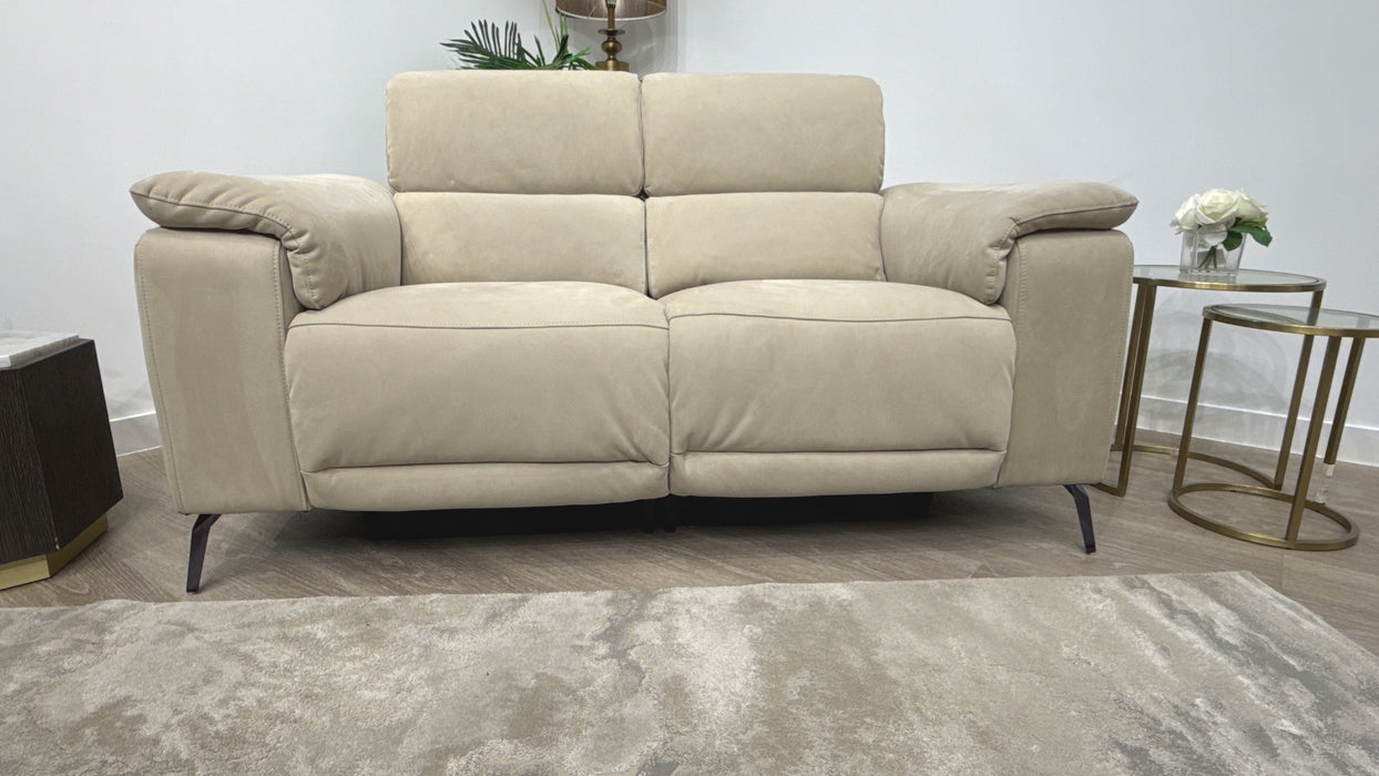 Sofology Fratelli Fabric 2 Seater Power Recliner/Headrest in Lifestyle Nubuck Feel Stone