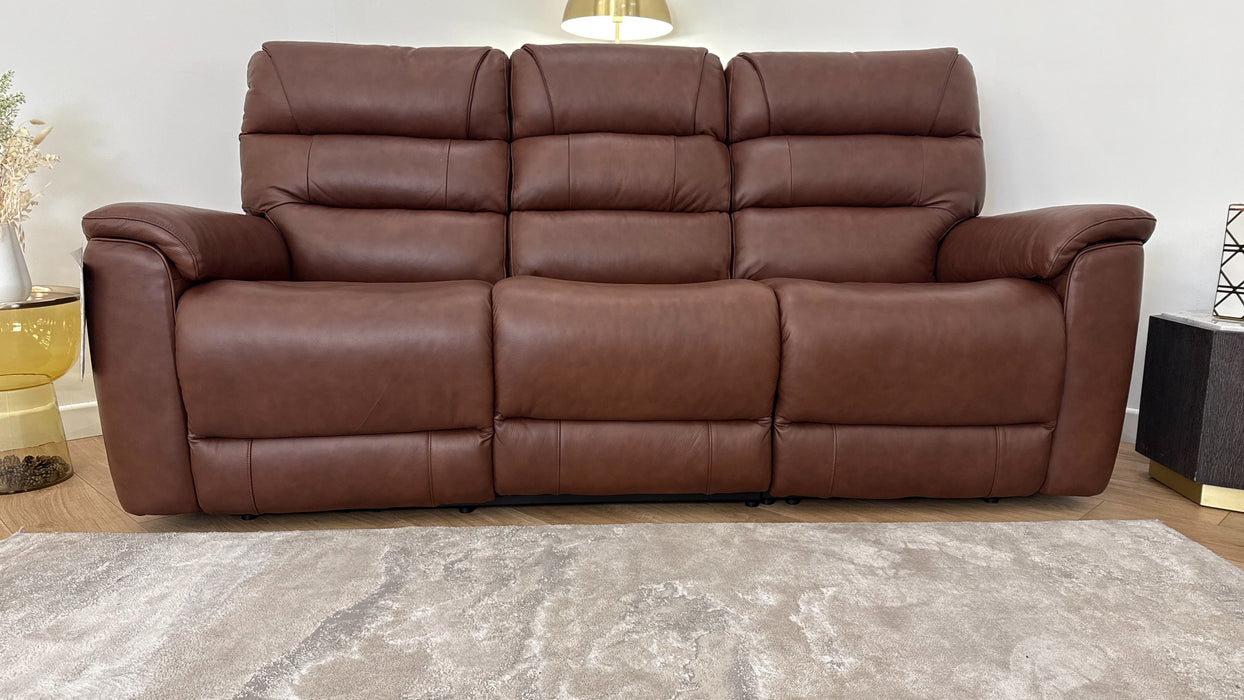 Sofology The Cleveland 3 Seater Recliner Sofa in Trusty Embossed Leather Chestnut