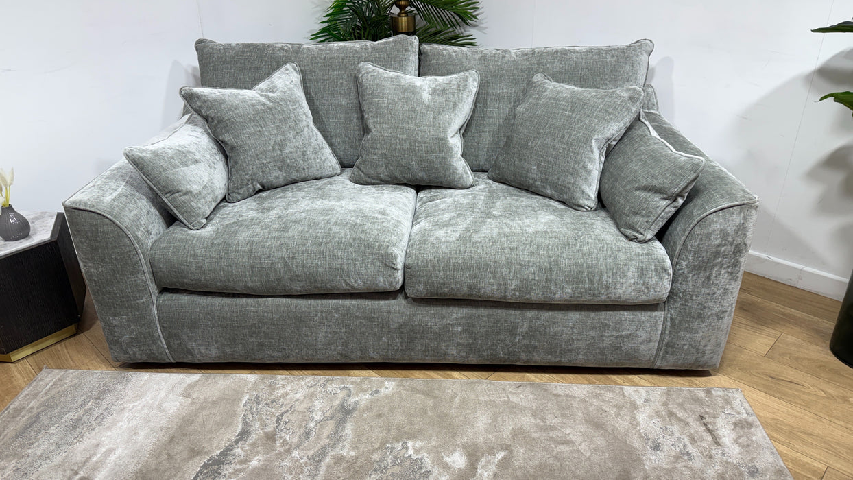 Sofology Georgio Fabric 3 Seater Feather Flex Seats in Luxe Chenille Light Sage
