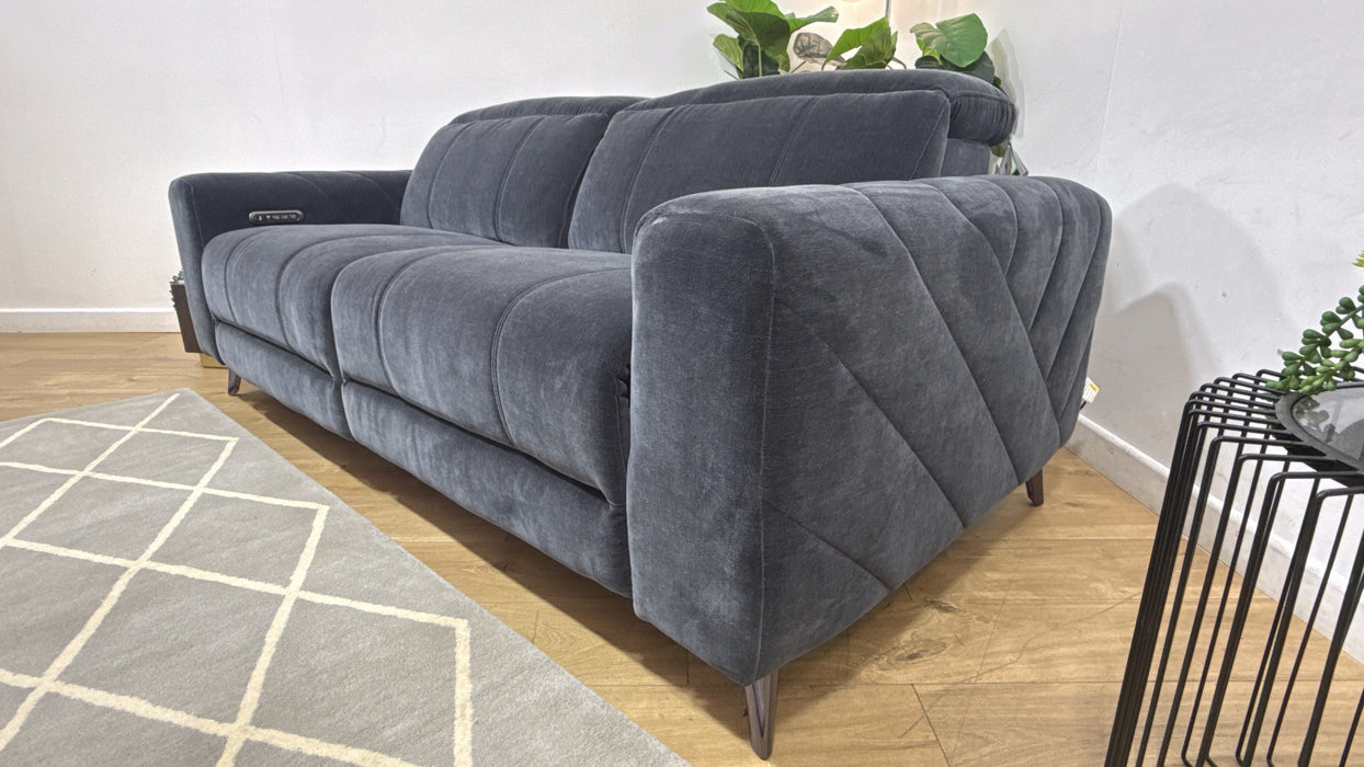 Sofology Allure Fabric 2.5 Seater Power Recliner/Headrest Lumbar Support Speakers in Relaxed Chenille Ink