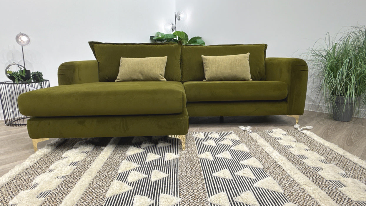 Sofology Eastwood Grande Chaise Fabric Sofa in Moss Velvet