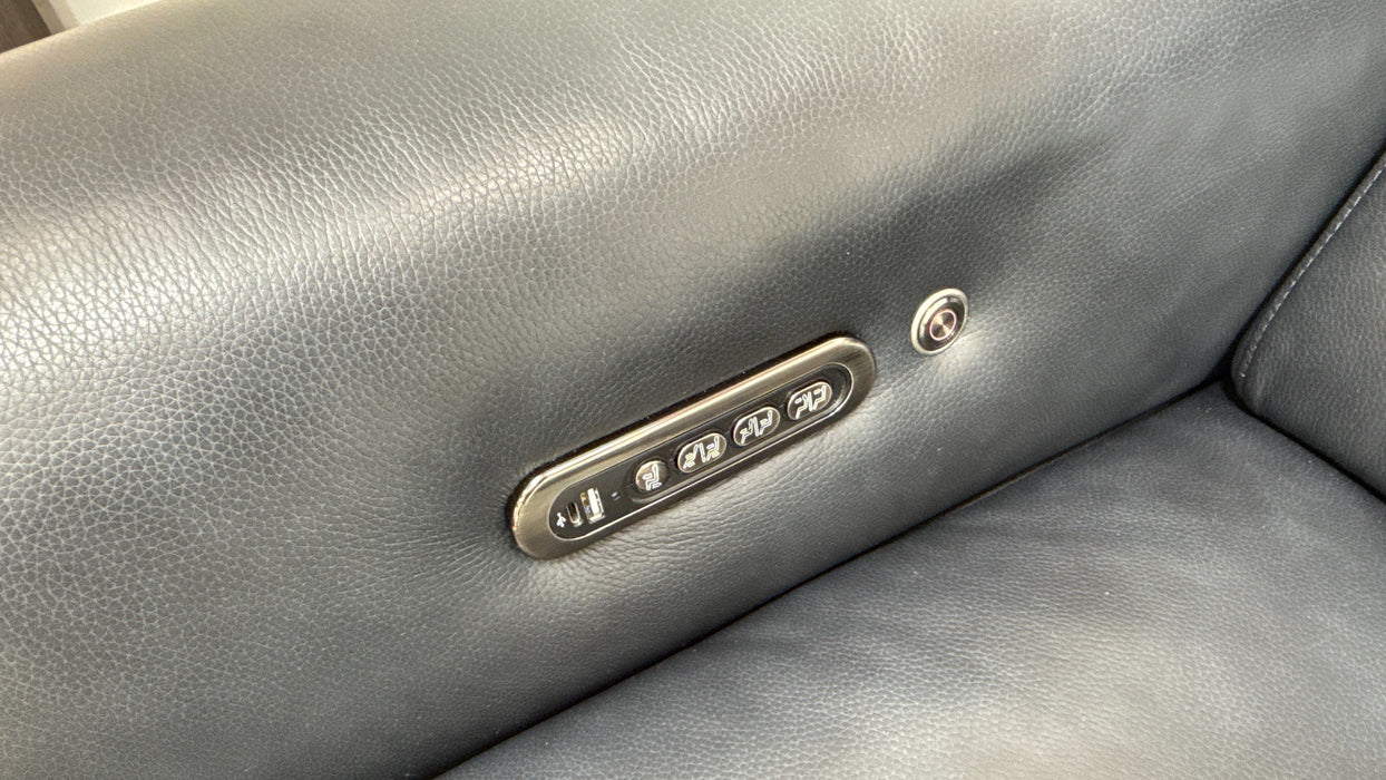 Sofology The Viento 3 Seater Leather Chaise In Trusty Embossed Navy