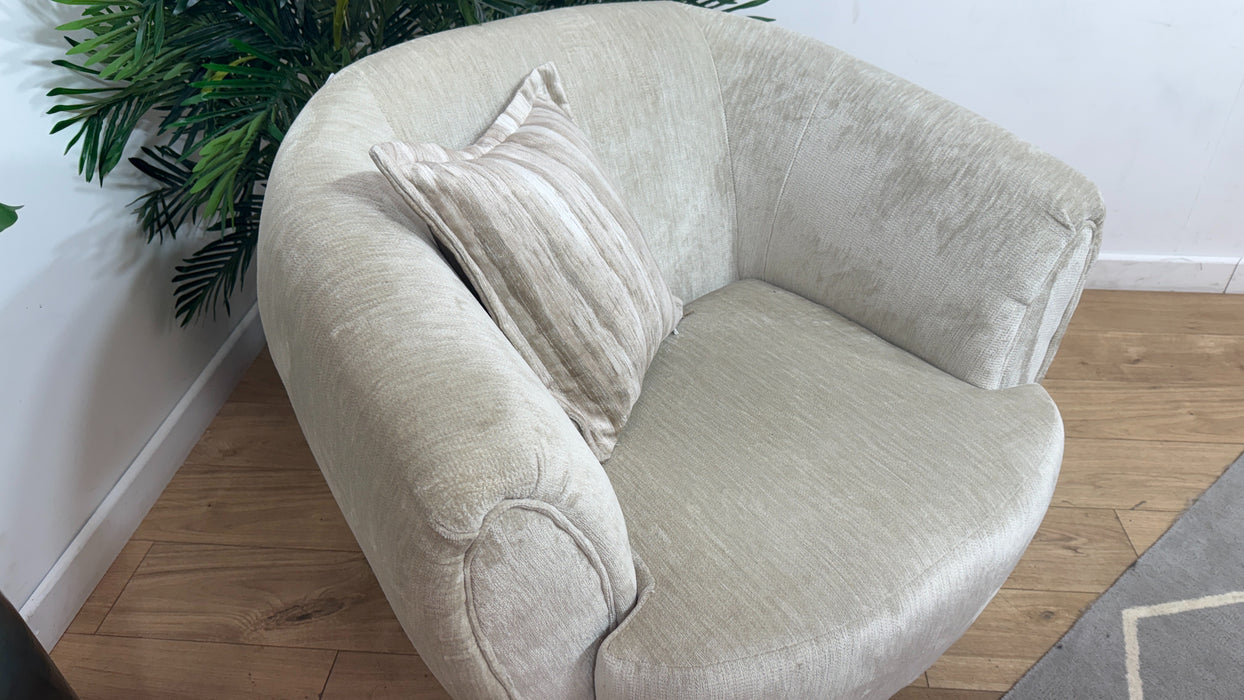 Sofology Lustre Fabric Accent Swivel Chair in Luxury Plush Chenille Moonstone Mix