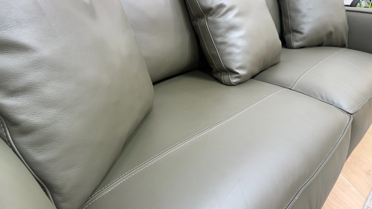 Sofology Palazzo Leather 3 Seater without Trim in Trusty Matt Olive