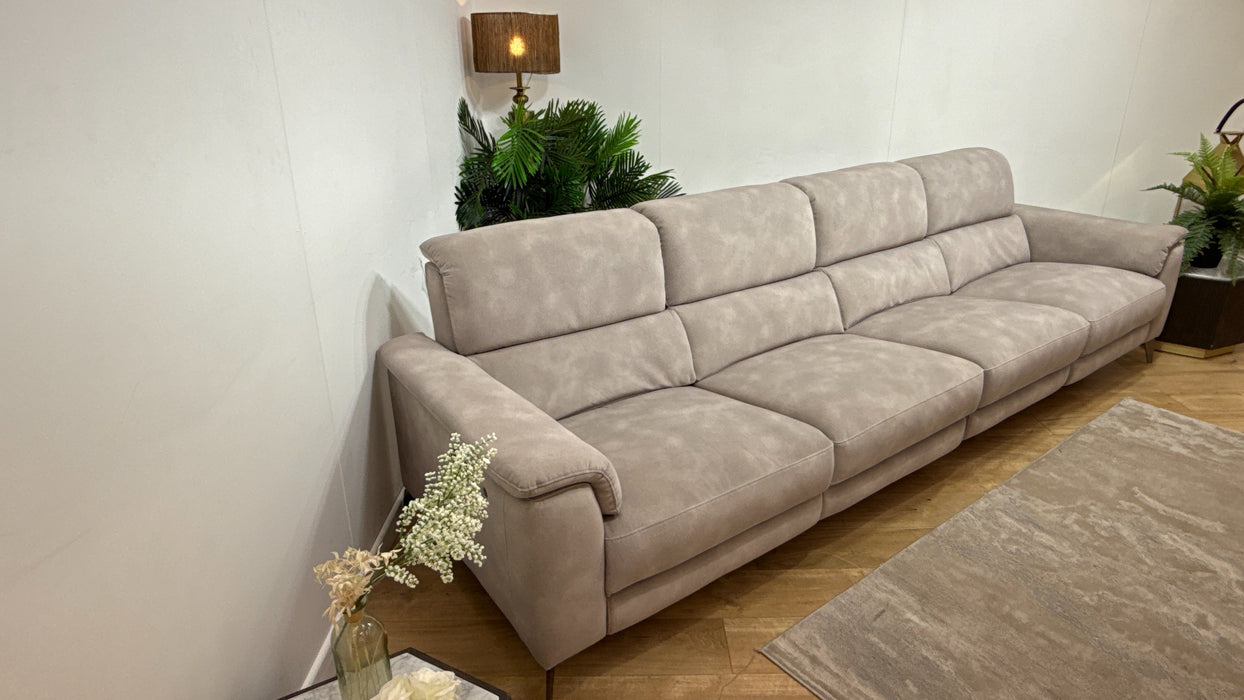 Sofology Illinois Fabric 4 Seater Split Power Recliner/Headrest Heated Seats in Lifestyle Mottled Marble