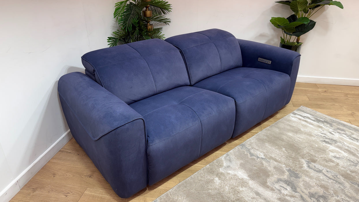 Sofology Riviera Fabric 2.5 Seater Power Recliner/Headrest in Lifestyle Flecked Navy